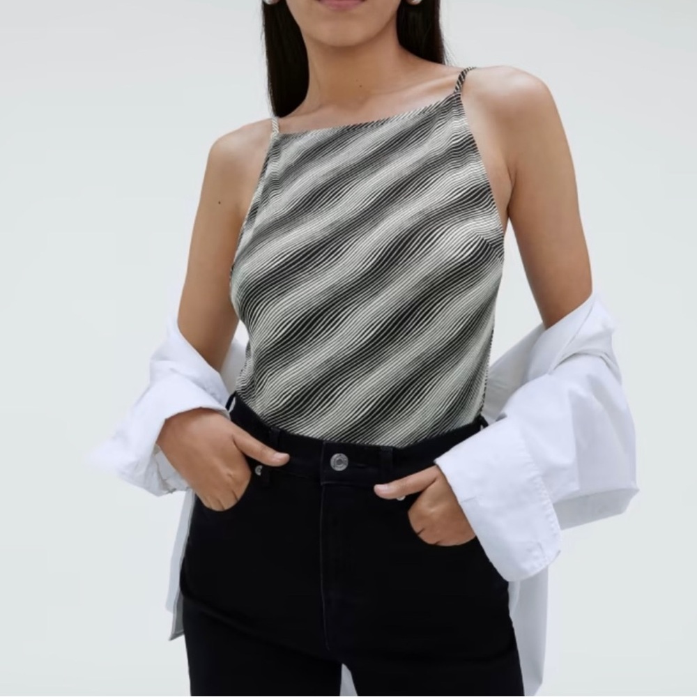 Everlane Black and White Striped Top